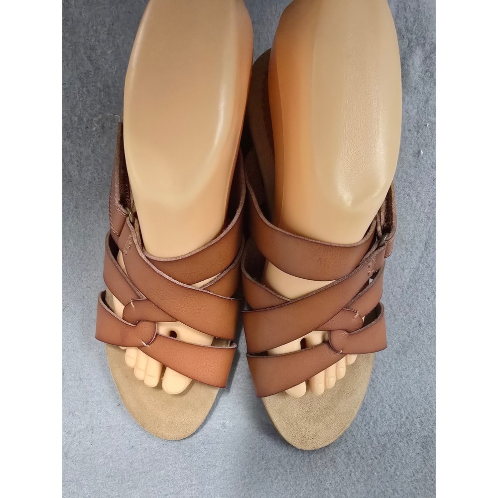 Bjorndal Mabel Brown Strappy Cork Wedge Sandals Womens 9 Hook Loop Strap - Picture 4 of 11